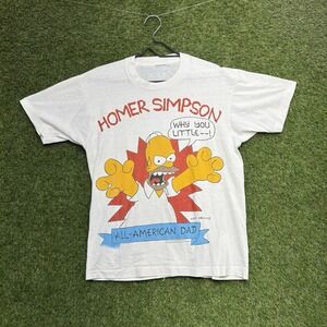 Vintage Homer Simpson Shirt Mens Medium Single Stitch 1990 All American Dad 1990